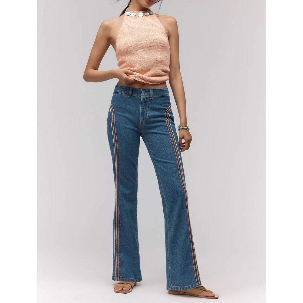 Anthropologie Pilcro Rainbow High-Rise Bootcut Jeans